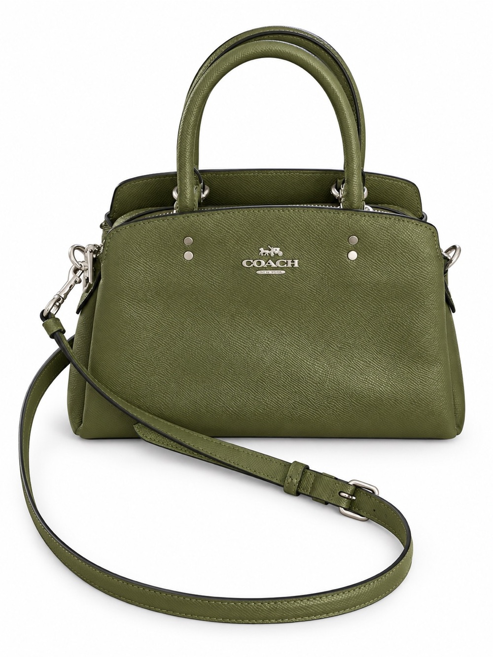 Coach 91146 Mini Lillie Carryall Bag Crossgrain Leather Crossbody Olive Green
